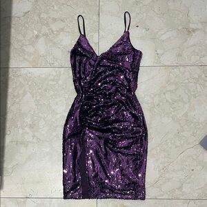 Hot Miami Styles Homecoming Glittering Purple Mini Dress